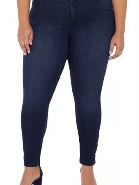 Liverpool Dark Blue Denim Jeans with Tan Stitching